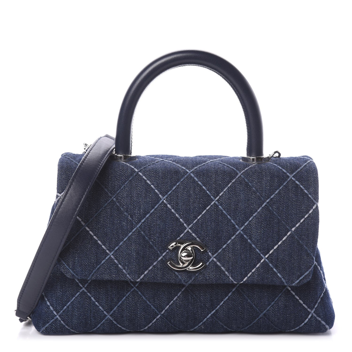 Chanel Denim Quilted Mini Coco Handle Flap Blue 1 of 9