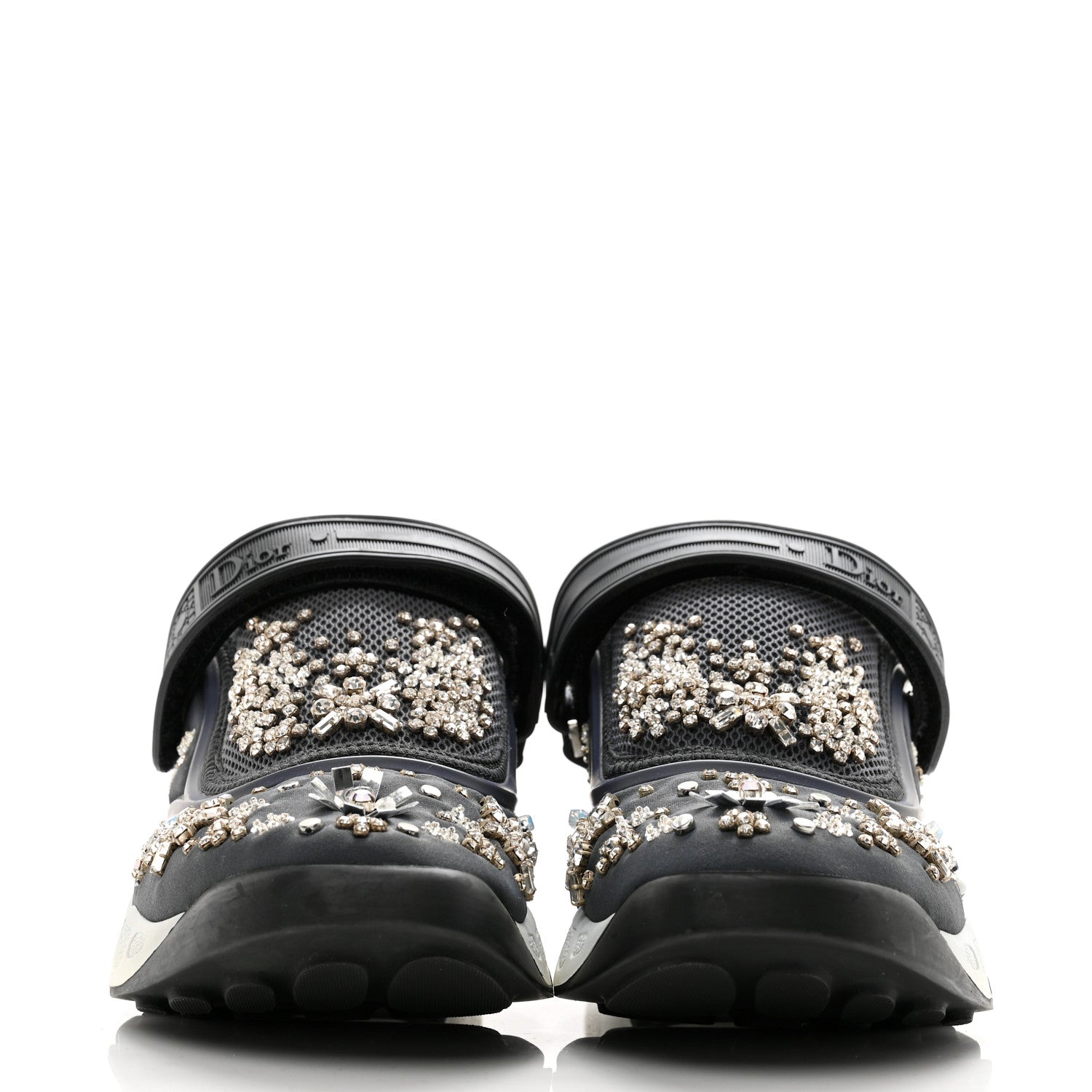 Christian Dior Neoprene Technical Canvas Crystal Embellished Dior Fusion Sneakers 36 Gris Fonce 2 of 8