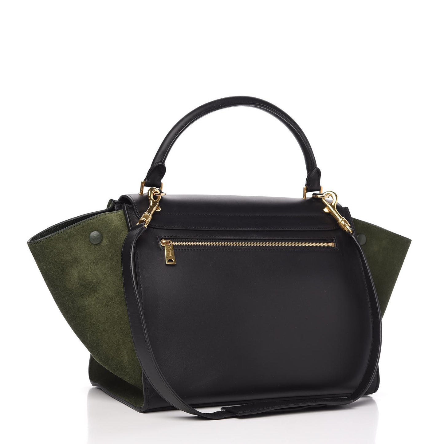 Natural Calfskin Suede Medium Trapeze Black Olive