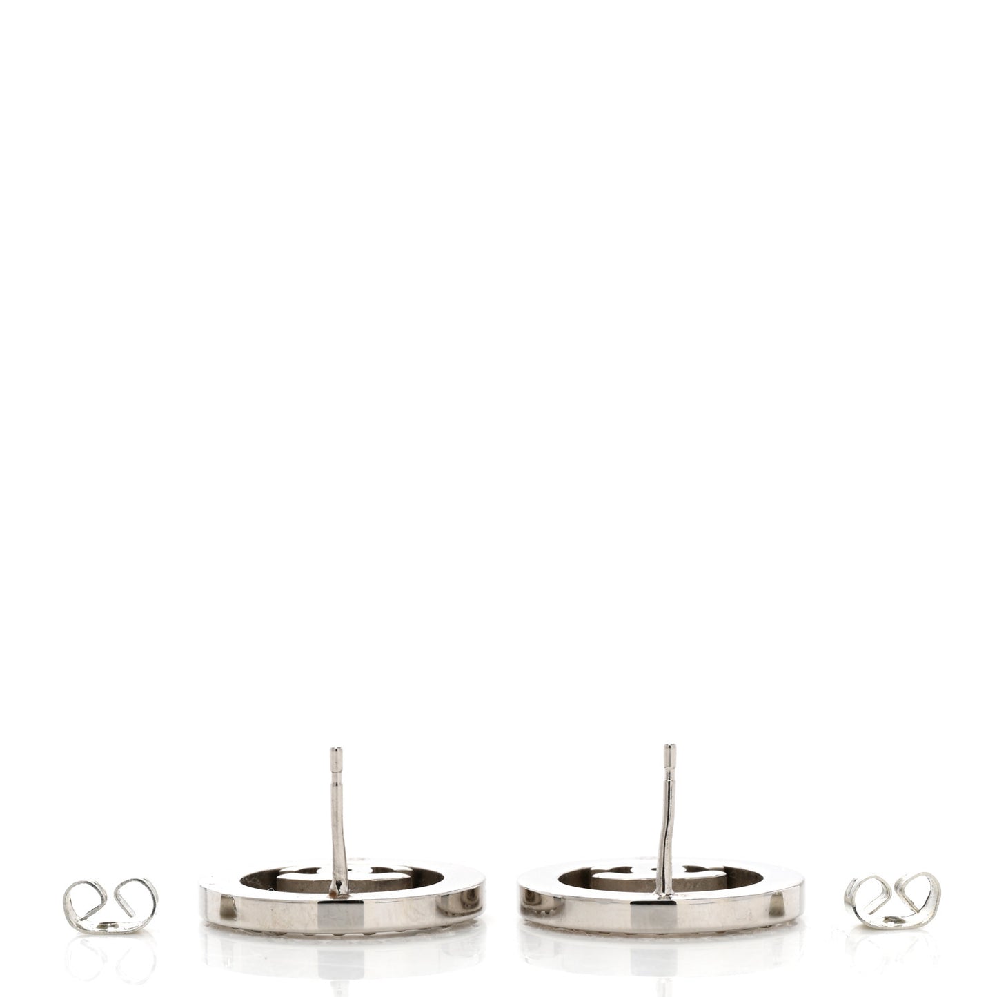 Crystal CC Round Earrings Silver