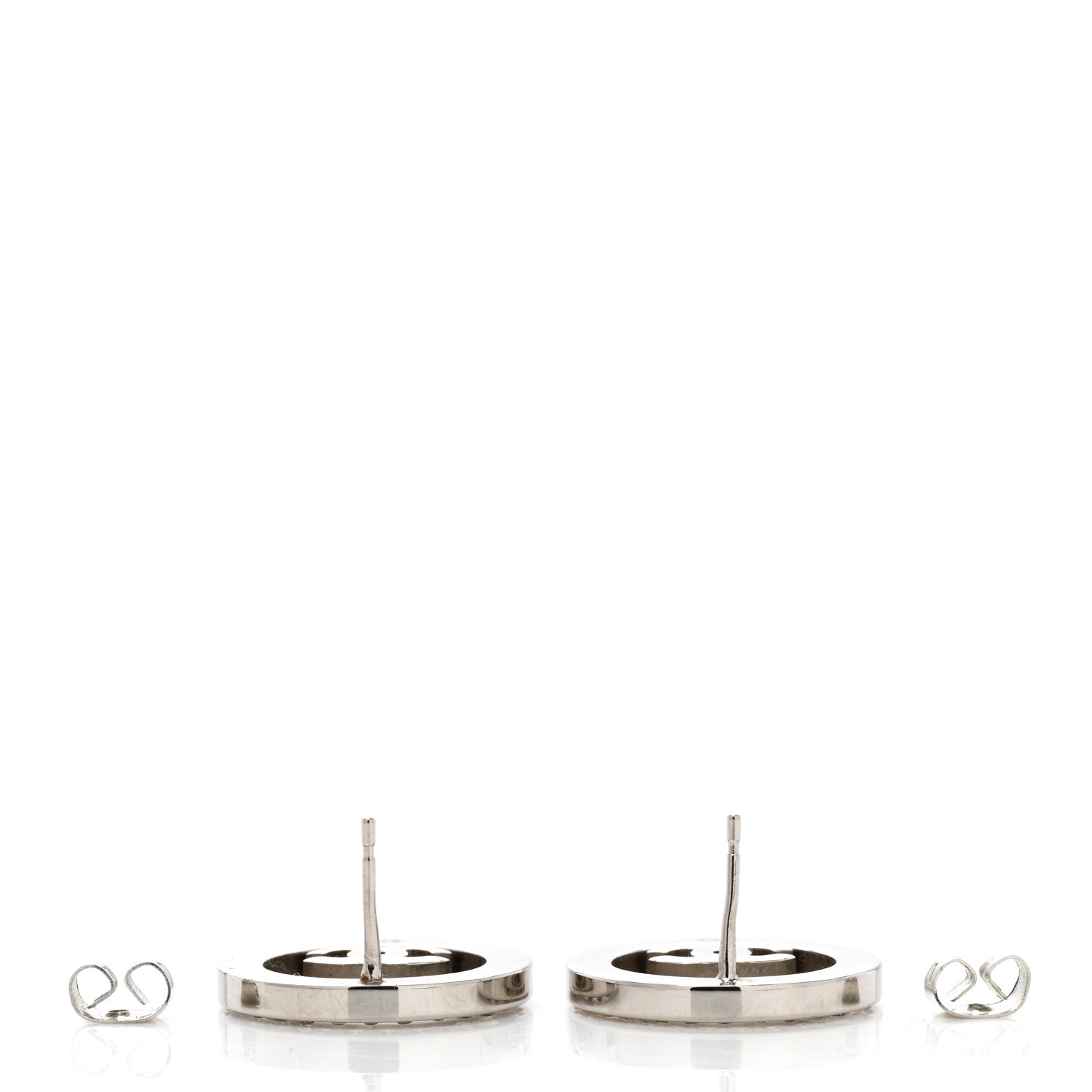 Chanel Crystal CC Round Earrings Silver 3 of 4