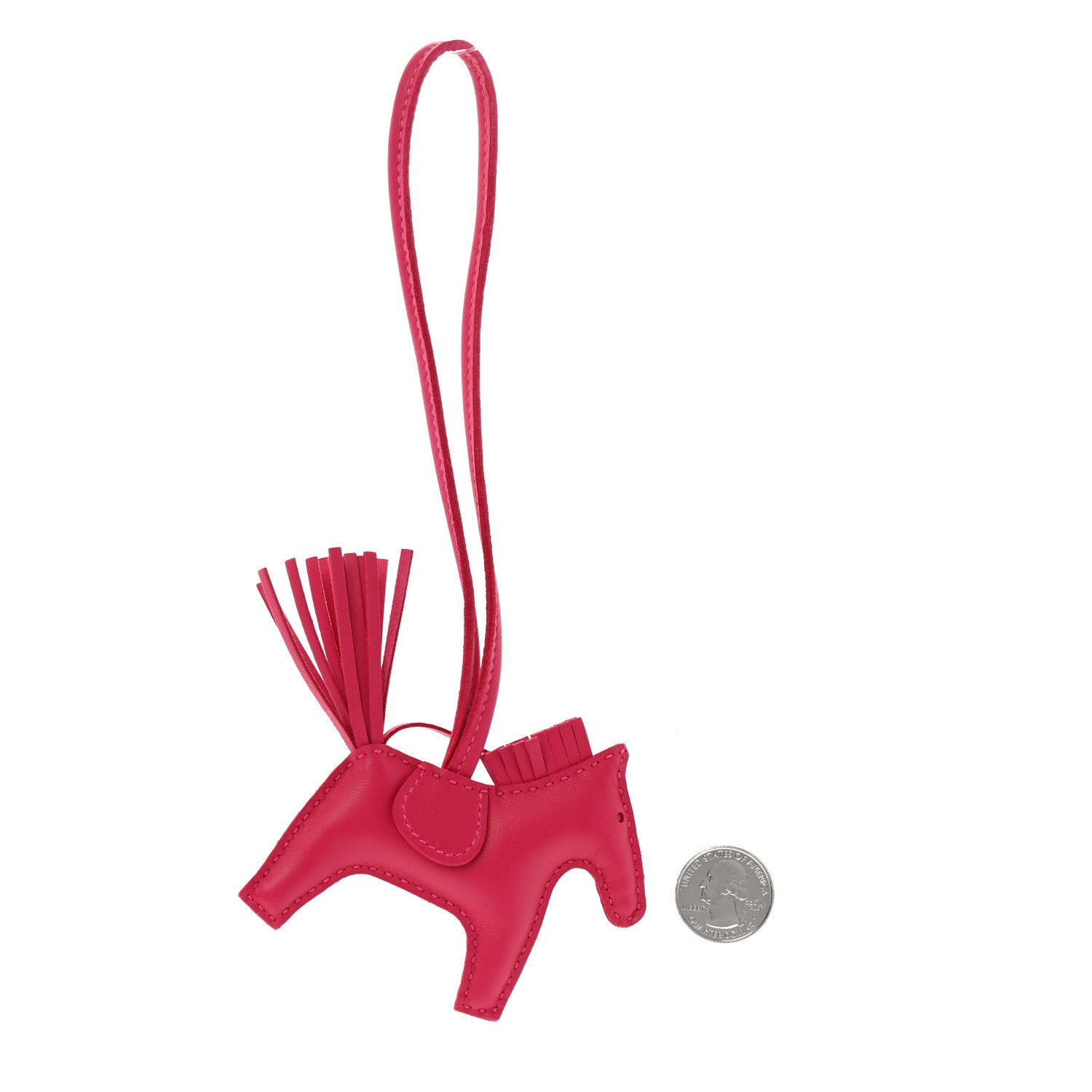 Hermes Milo Lambskin Grigri Rodeo Horse Bag Charm PM Rose Mexico 2 of 5