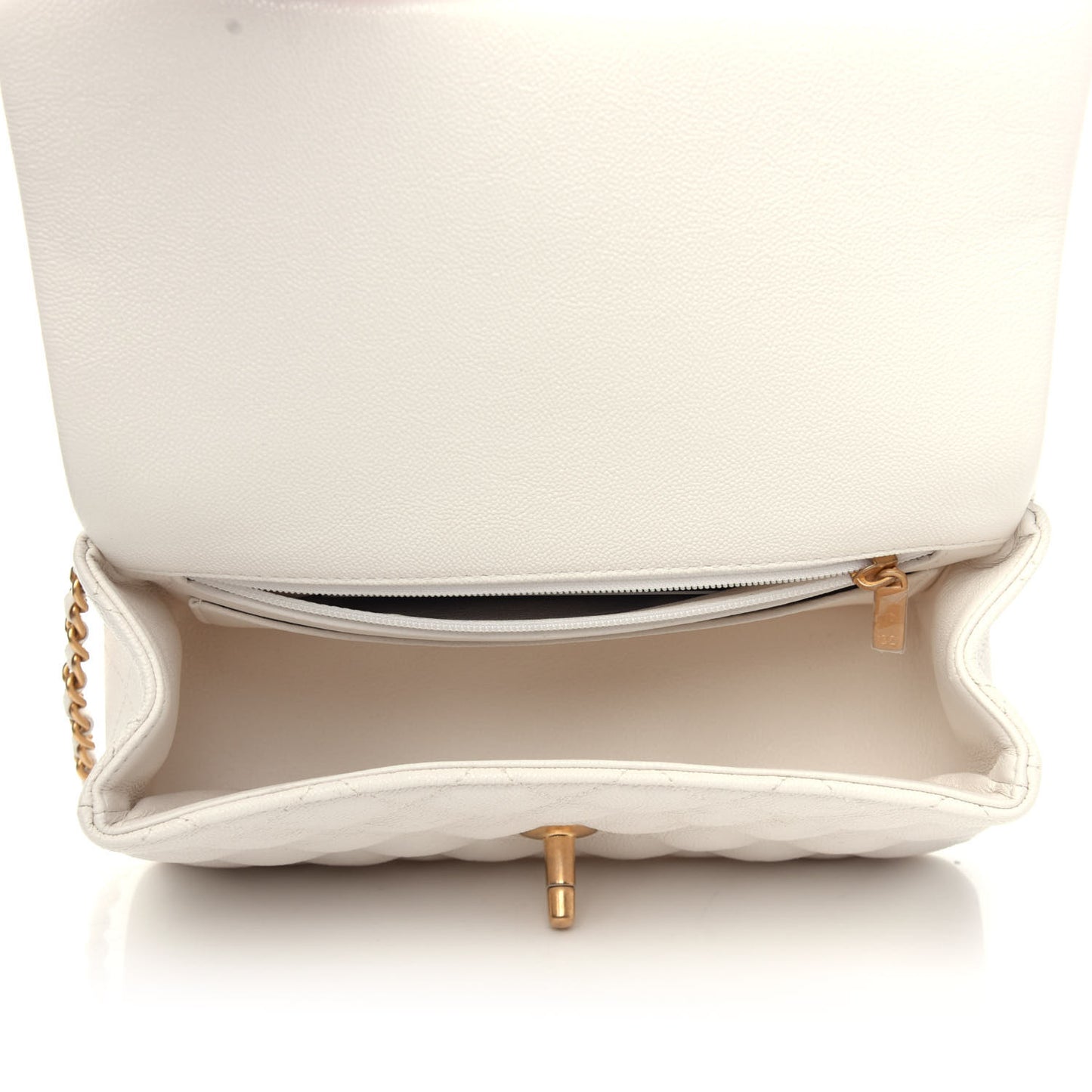 Caviar Quilted Mini Top Handle Rectangular Flap White