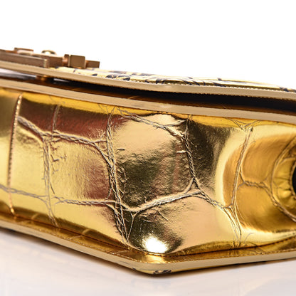 Chanel Metallic Calfskin Crocodile Embossed Graffiti Medium Cocodile Boy Flap Gold 7 of 11