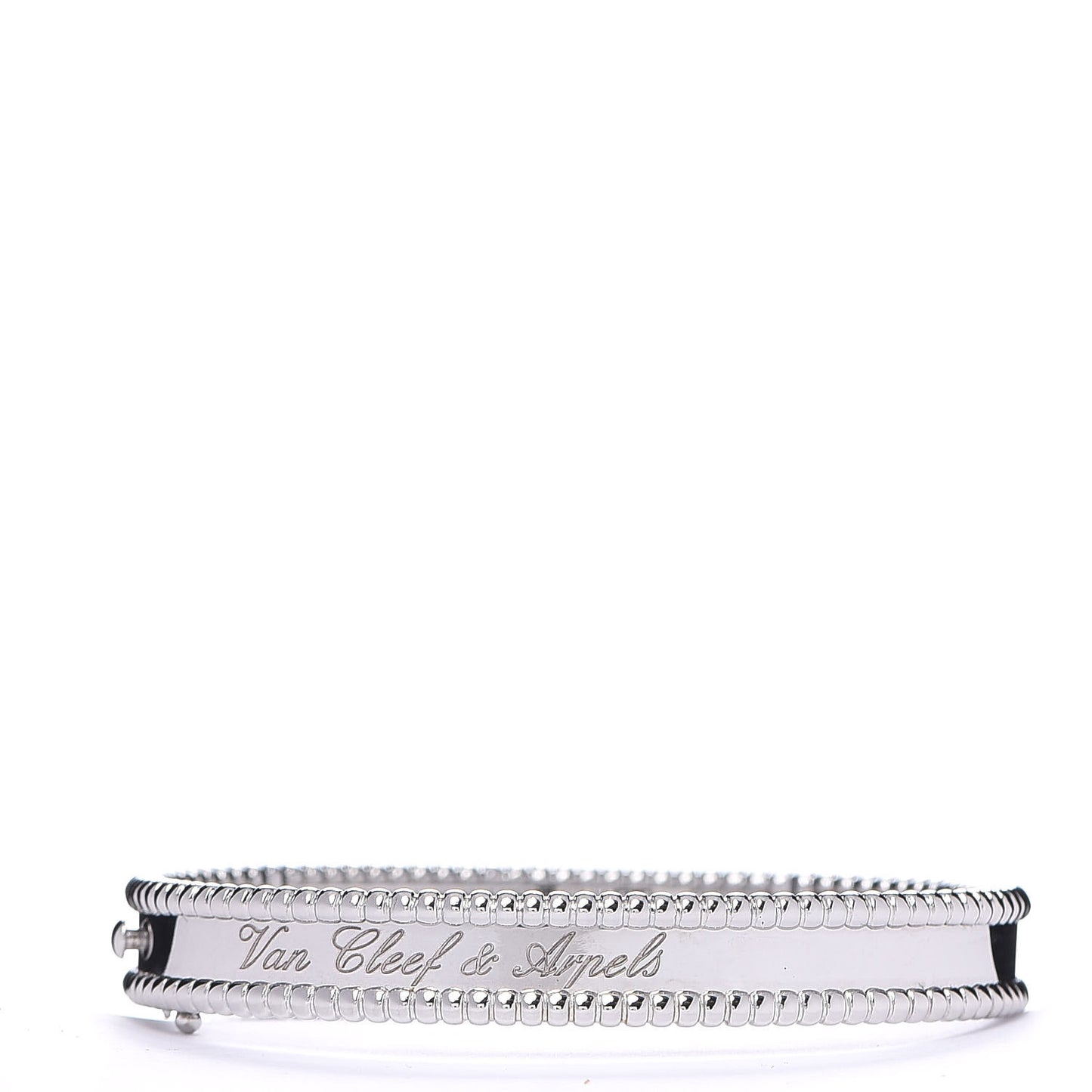 18K White Gold Perlee Signature Bangle Bracelet S