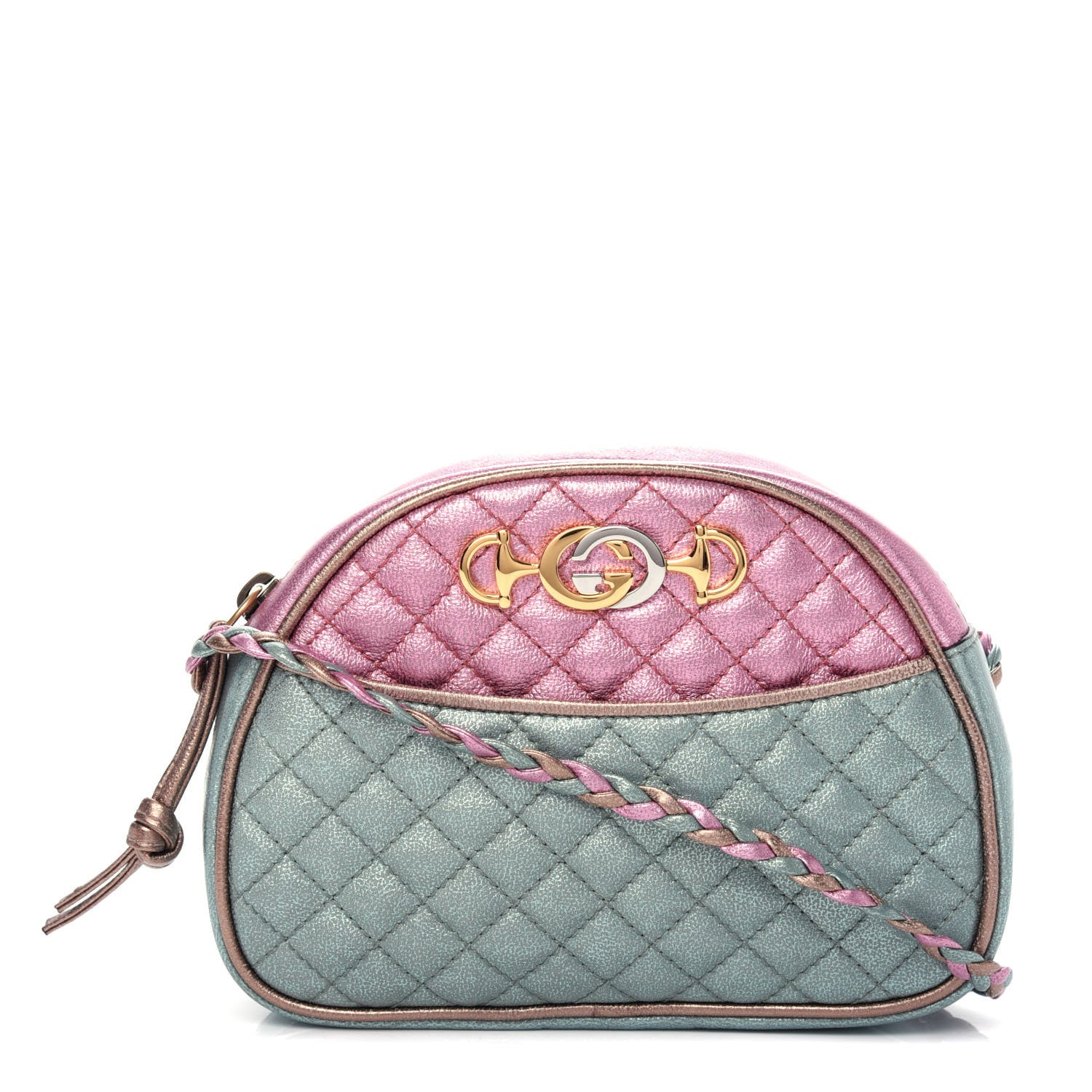 Gucci Laminated Nappa Trapuntata Mini Zumi Dome Shoulder Bag Rosa Lago Rame 1 of 10