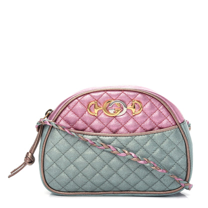 Gucci Laminated Nappa Trapuntata Mini Zumi Dome Shoulder Bag Rosa Lago Rame 1 of 10