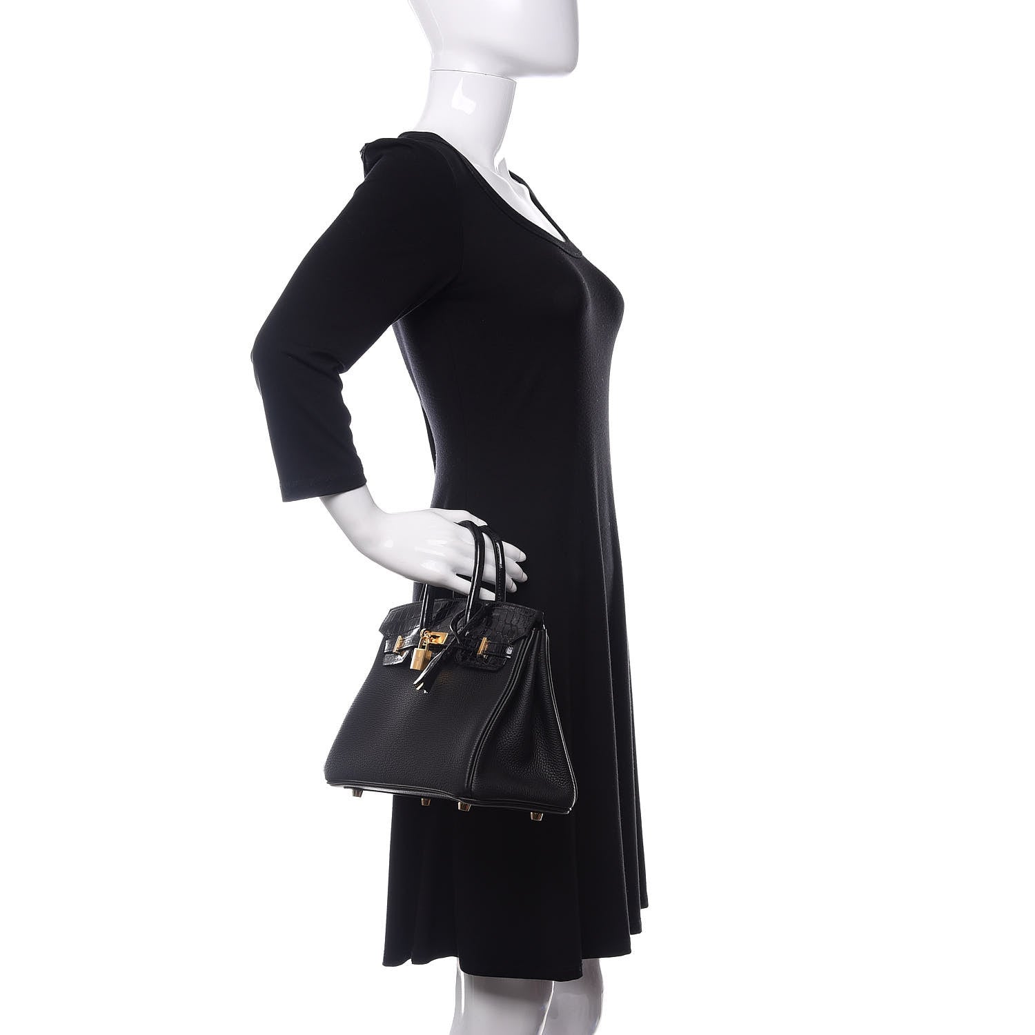 Hermes Togo Shiny Niloticus Crocodile Birkin Touch 25 Black 2 of 38