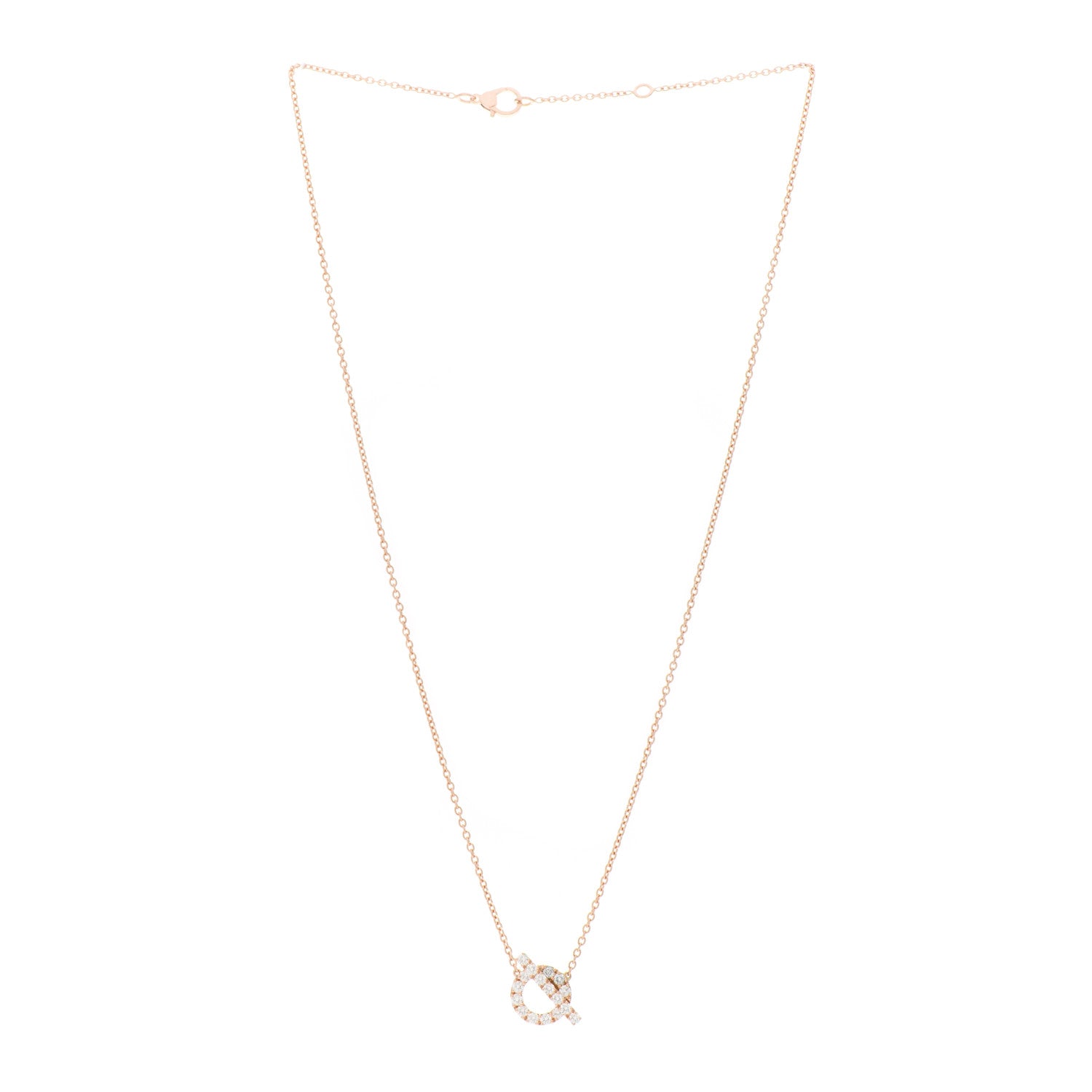 Hermes 18K Rose Gold Diamond Finesse Pendant Necklace 3 of 5