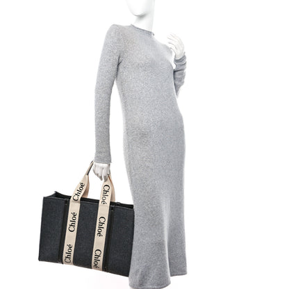 Chloe Felt Large Woody Ribbon Tote Cashmere Grey 2 of 10