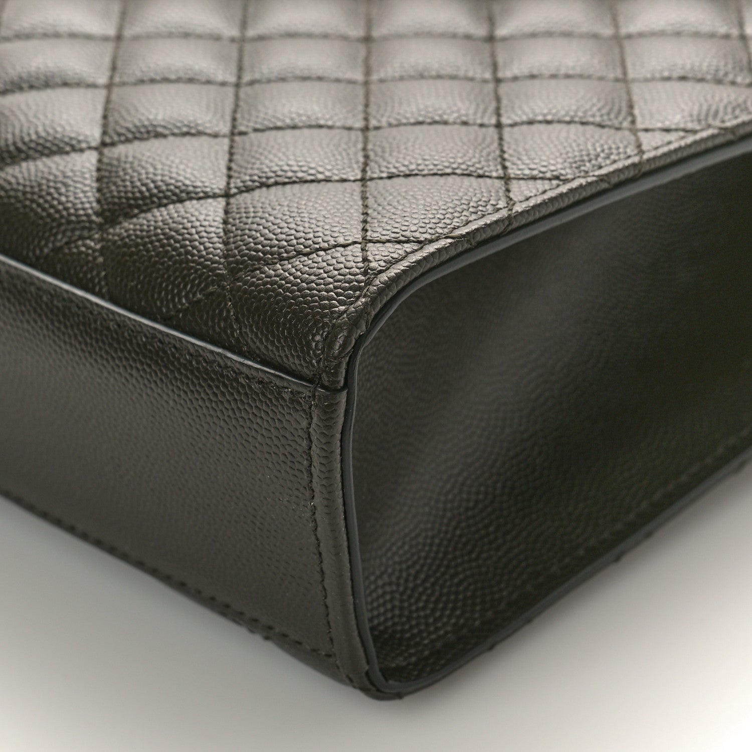 Saint Laurent Grain De Poudre Textured Mixed Matelasse Large Triquilt Monogram Satchel Army Green 8 of 9
