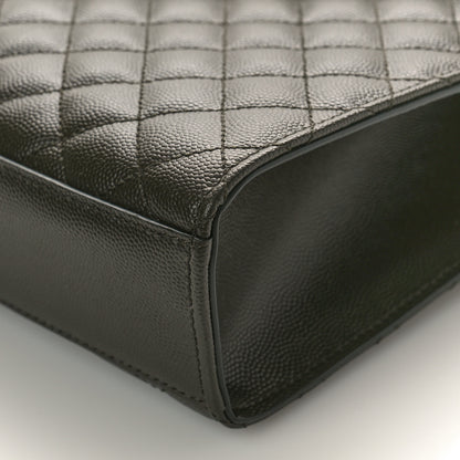 Saint Laurent Grain De Poudre Textured Mixed Matelasse Large Triquilt Monogram Satchel Army Green 8 of 9