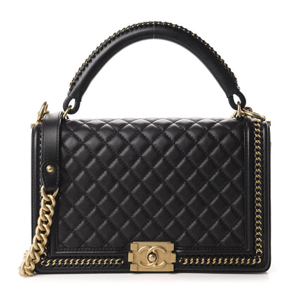 Chanel Calfskin Quilted New Medium Boy Top Handle Flap Black 1 of 10