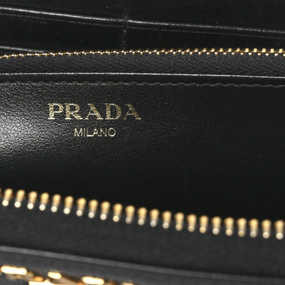 Prada Vitello Move Bi-Color Zip Around Wallet Black 6 of 11