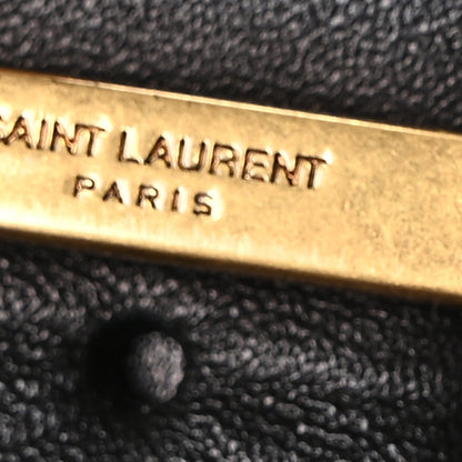 Saint Laurent Smooth Calfskin Paris VII Large Flat Hobo Black 8 of 11