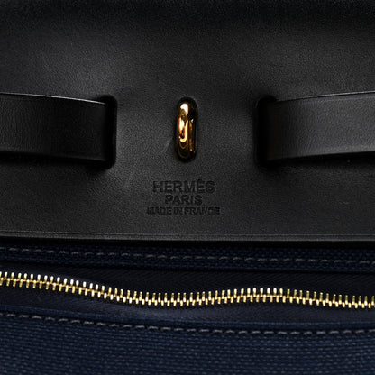 Hermes Military Toile Vache Hunter Herbag Zip PM 31 Black Bleu Indigo 7 of 13