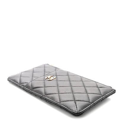 Chanel Lambskin Quilted Egyptian Amulet Classic Flat Wallet Pouch Black 4 of 7