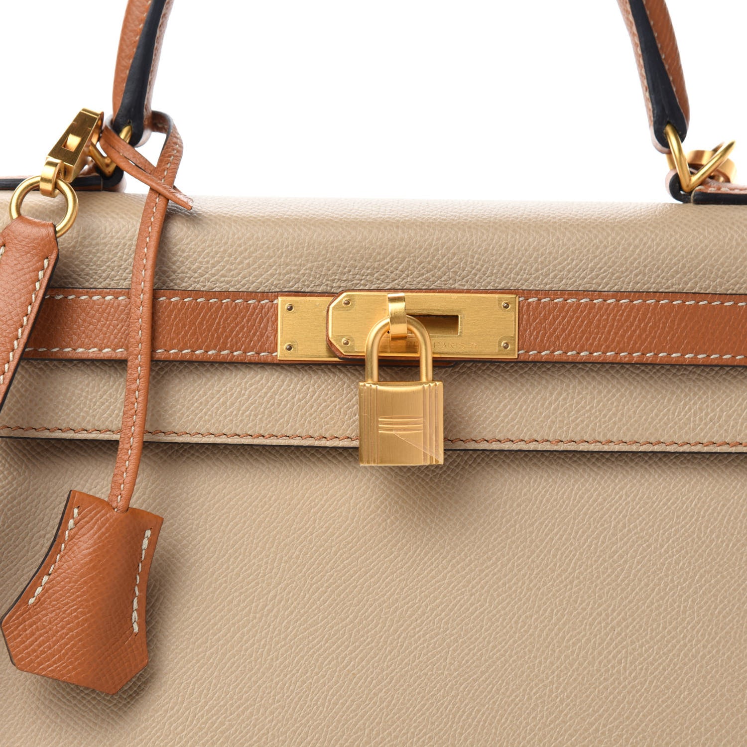 Hermes Epsom Bi-Color Horseshoe Kelly Sellier 28 Trench Gold 15 of 16