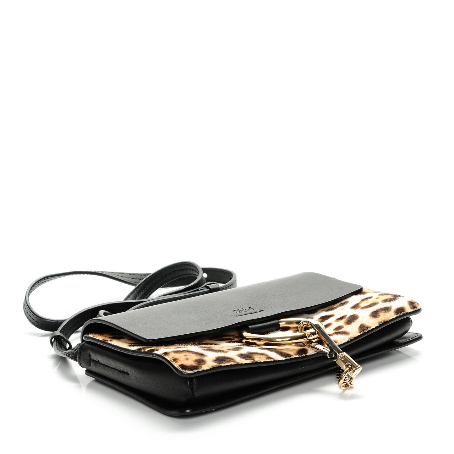 Calfskin Pony Hair Leopard Print Small Faye Shoulder Bag Abstract White