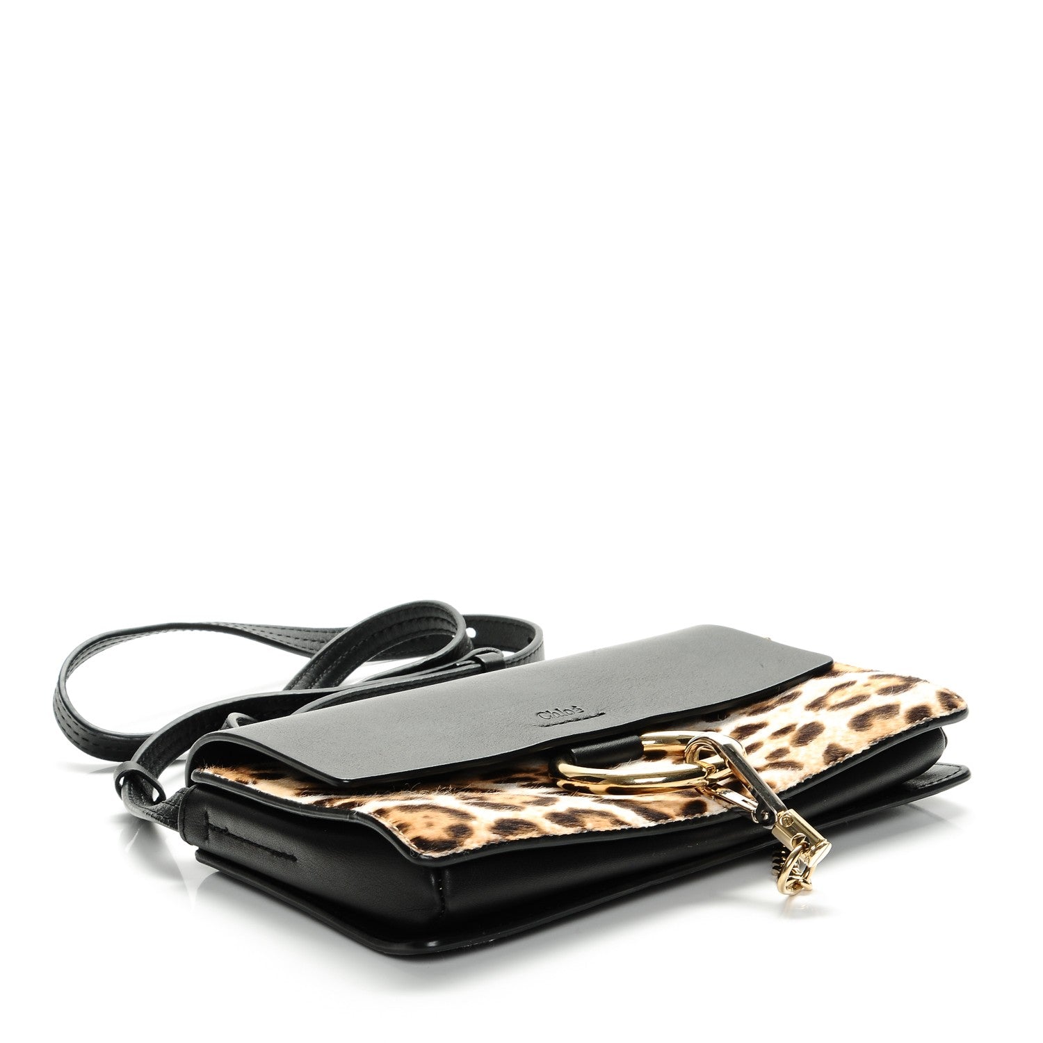 Chloe Calfskin Pony Hair Leopard Print Small Faye Shoulder Bag Abstract White 4 of 6