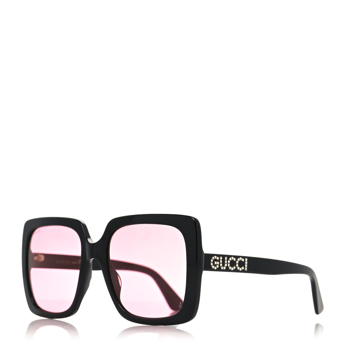 Crystal Square Frame GG Sunglasses GG0418S Black Pink