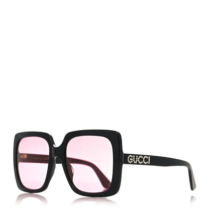 Gucci Crystal Square Frame GG Sunglasses GG0418S Black Pink 1 of 7