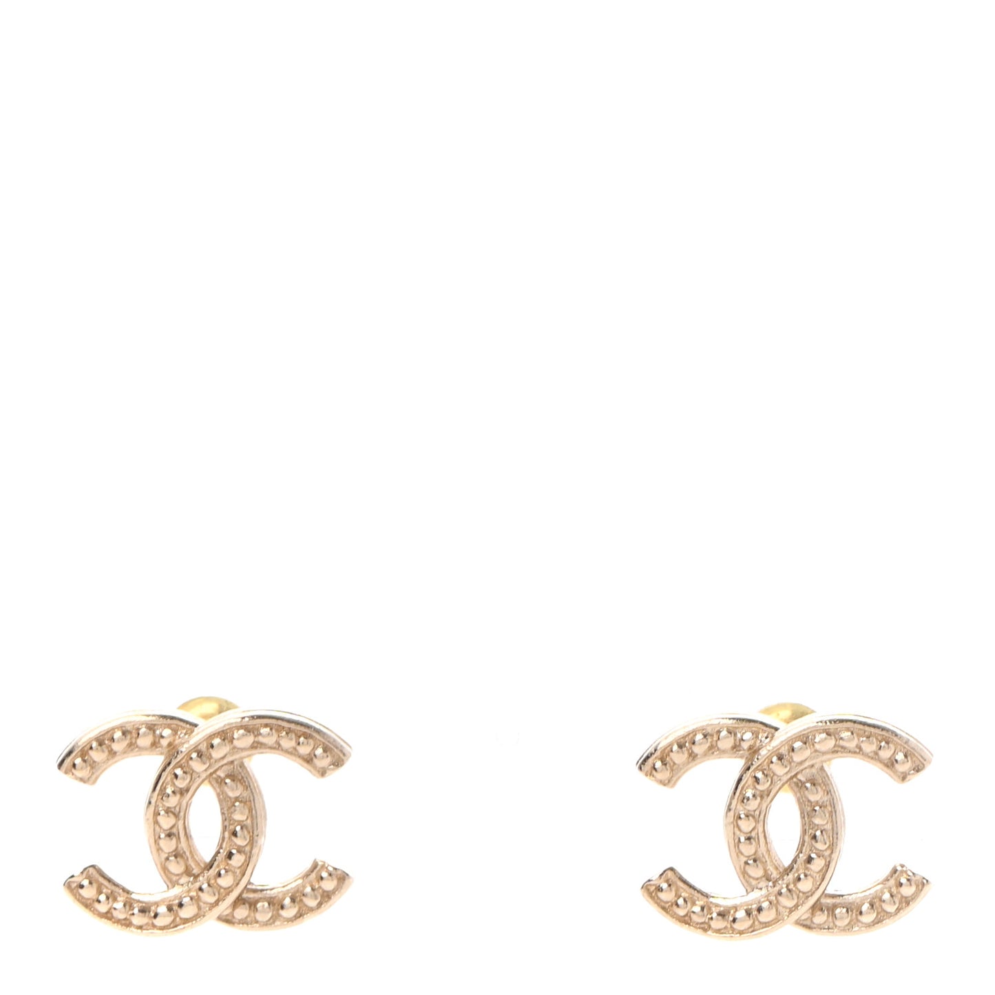 Metal Engraved CC Earrings Gold