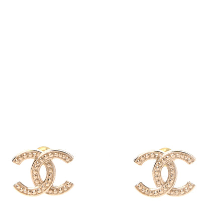 Chanel Metal Engraved CC Earrings Gold 1 of 4
