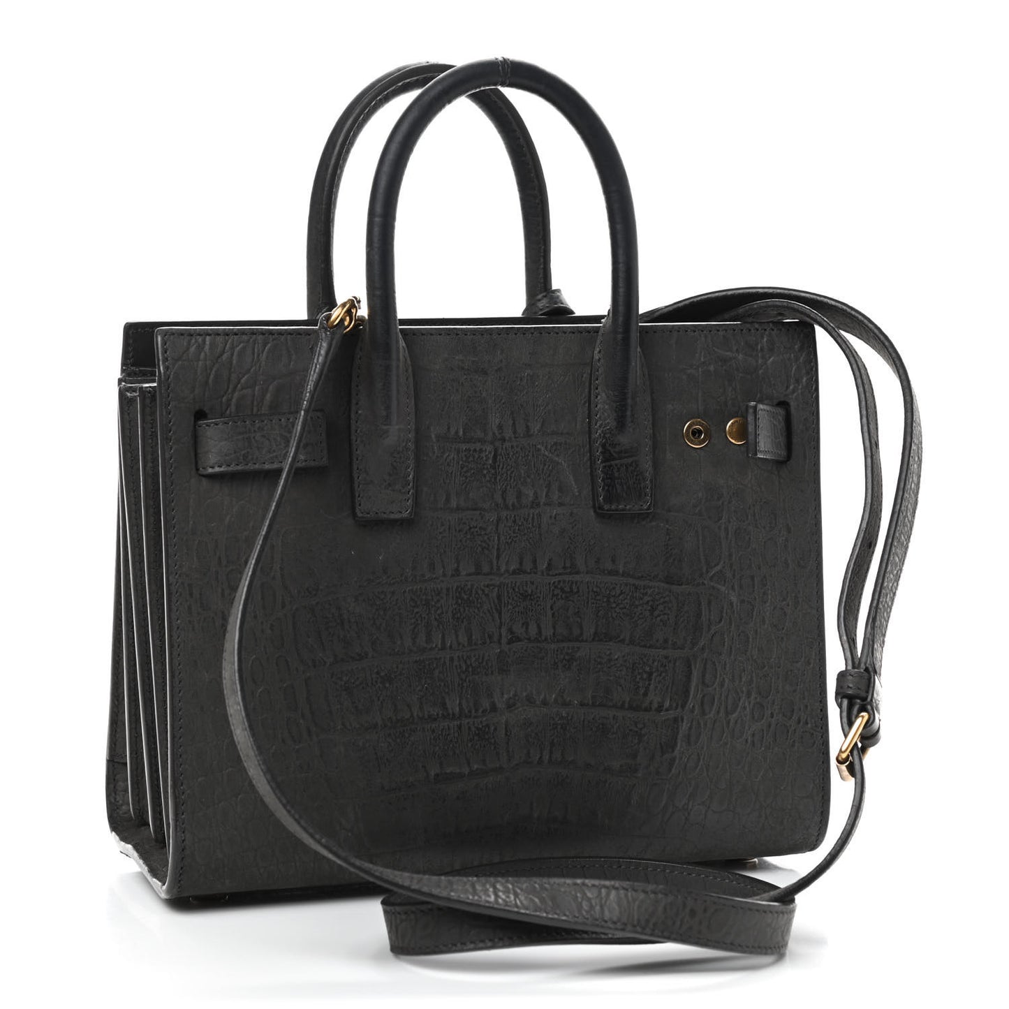 Crocodile Embossed Nubuck Nano Sac De Jour Dark Anthracite