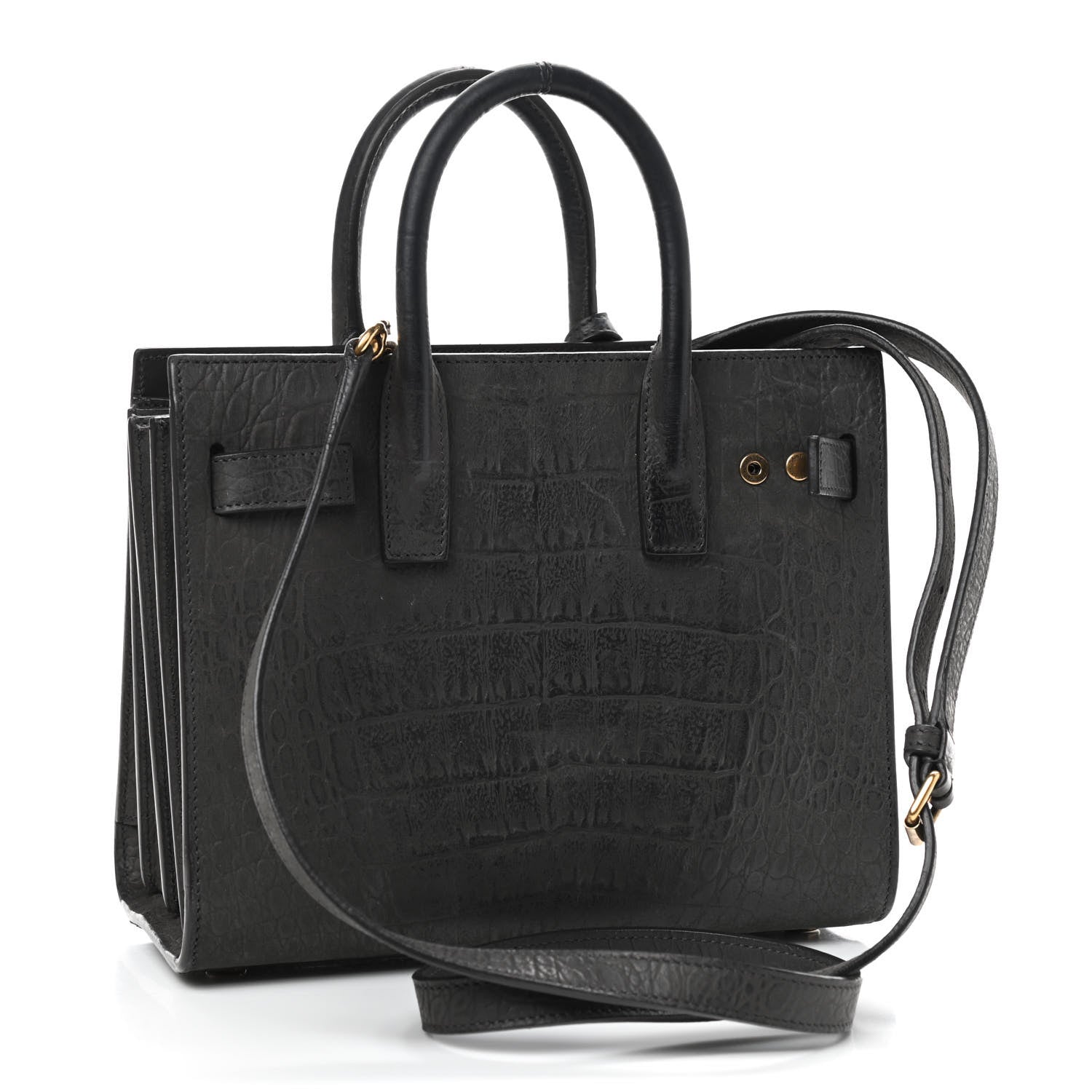 Saint Laurent Crocodile Embossed Nubuck Nano Sac De Jour Dark Anthracite 2 of 7