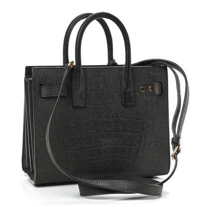 Saint Laurent Crocodile Embossed Nubuck Nano Sac De Jour Dark Anthracite 2 of 7