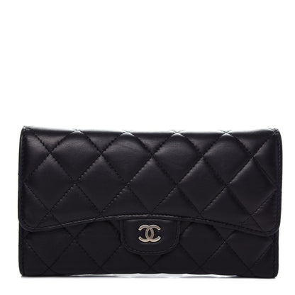 Chanel Lambskin Quilted Large Flap Wallet Black 1 of 8