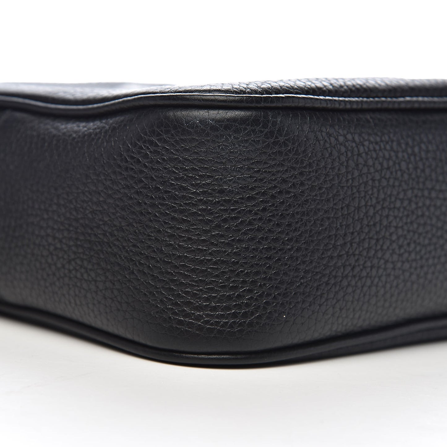 Pebbled Calfskin Small Soho Disco Bag Black