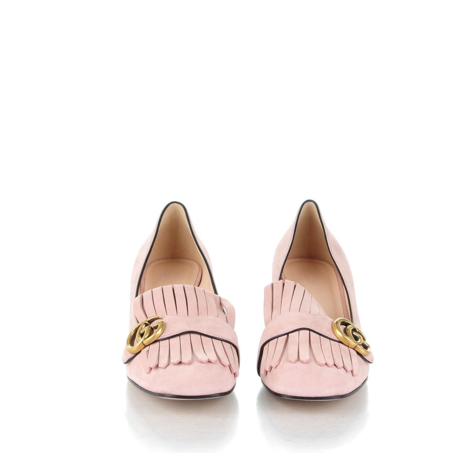 Kid Scamosciato GG Marmont Fringe 50mm Loafer Pumps 41 Crystal Pink