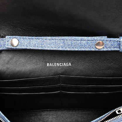 Balenciaga Nappa Denim Printed Hourglass Chain Bag Denim Blue 6 of 9