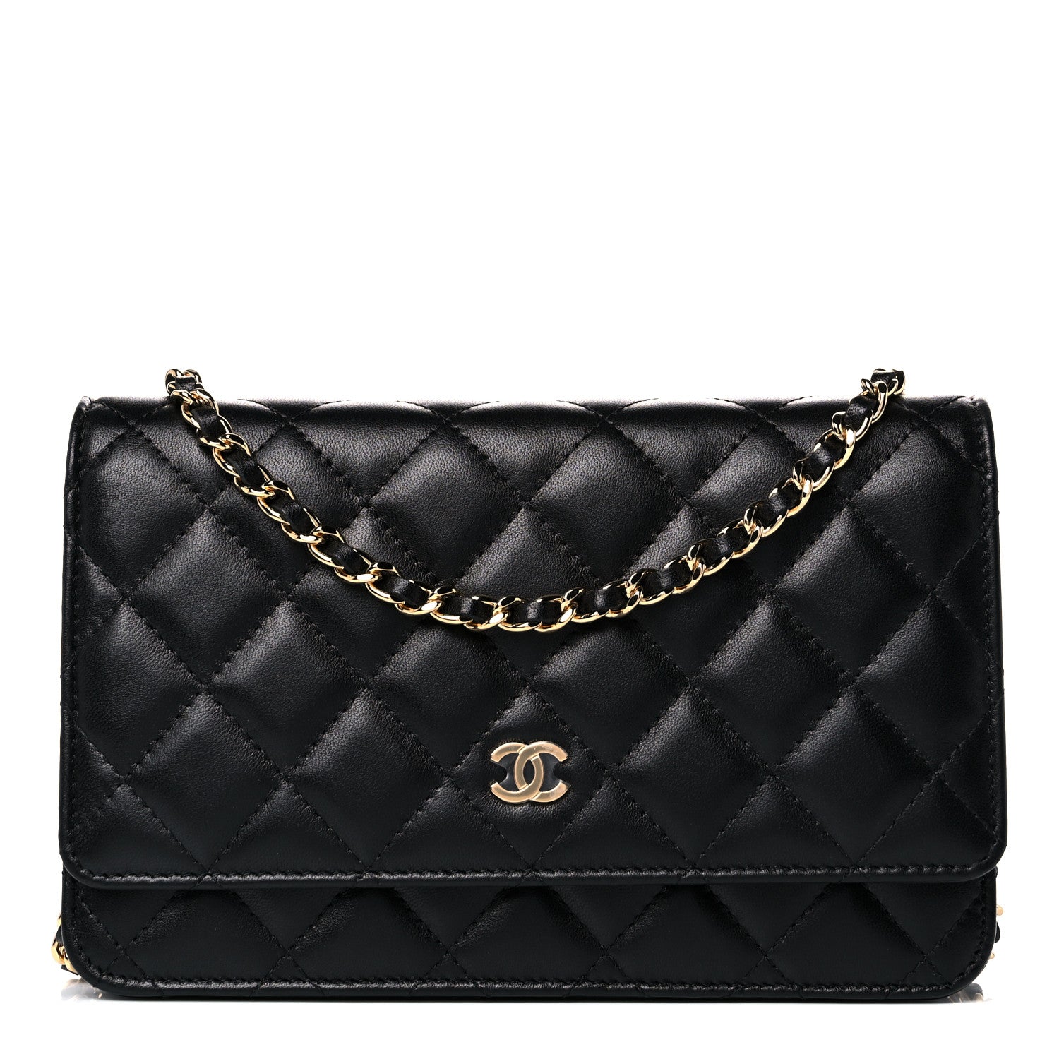 Chanel Lambskin Quilted Wallet On Chain WOC Black 1 of 14