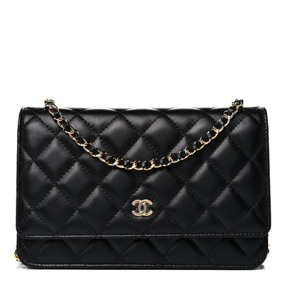Chanel Lambskin Quilted Wallet On Chain WOC Black 1 of 14