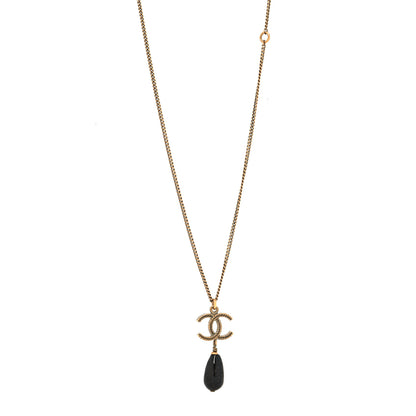 Chanel Resin CC Drop Necklace Gold Black 1 of 5