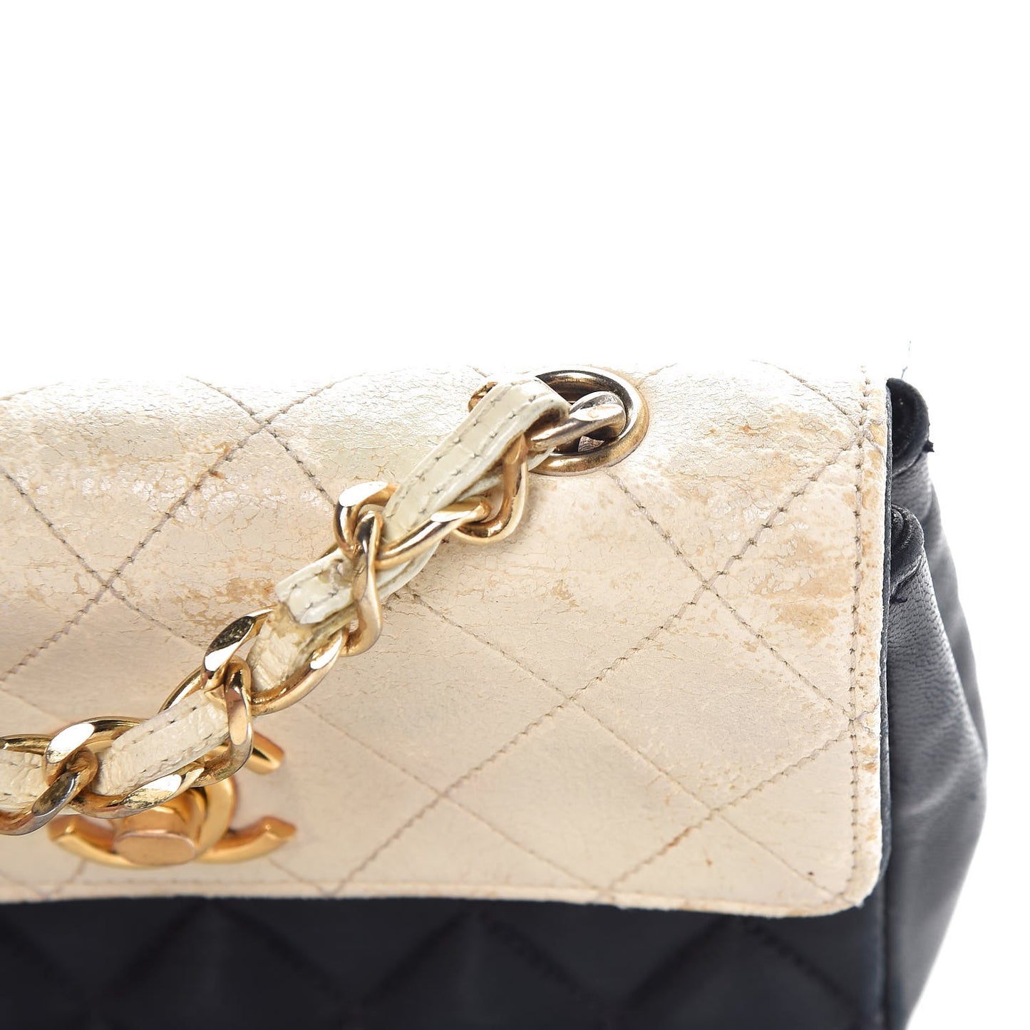 Lambskin Quilted Bicolor Extra Mini Flap Navy White
