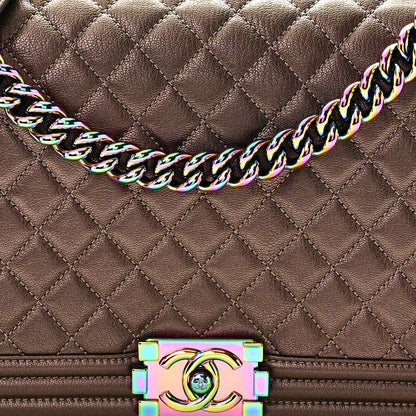Chanel Iridescent Goatskin Quilted New Medium Boy Flap Bronze 8 of 10