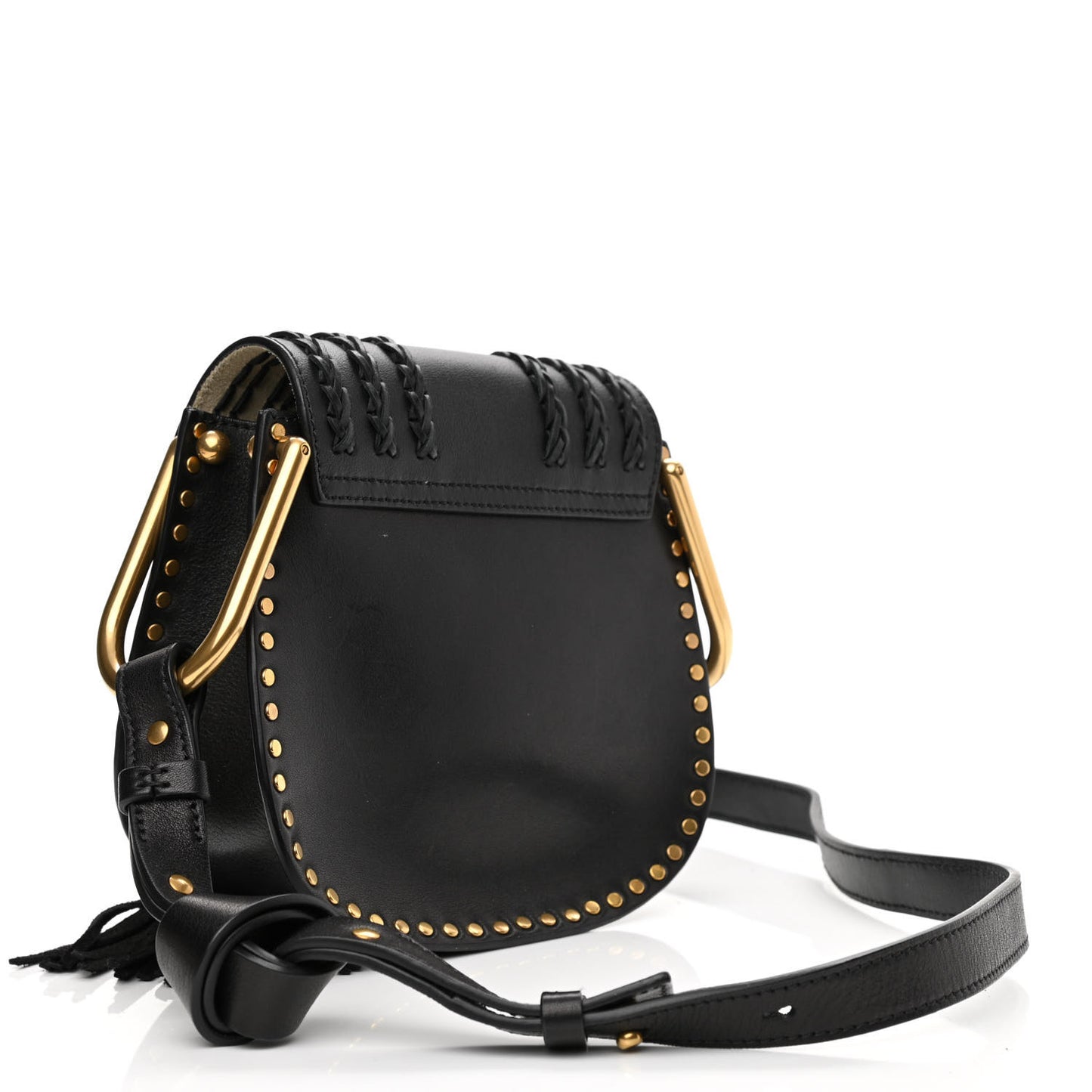 Calfskin Braided Mini Hudson Shoulder Bag Black