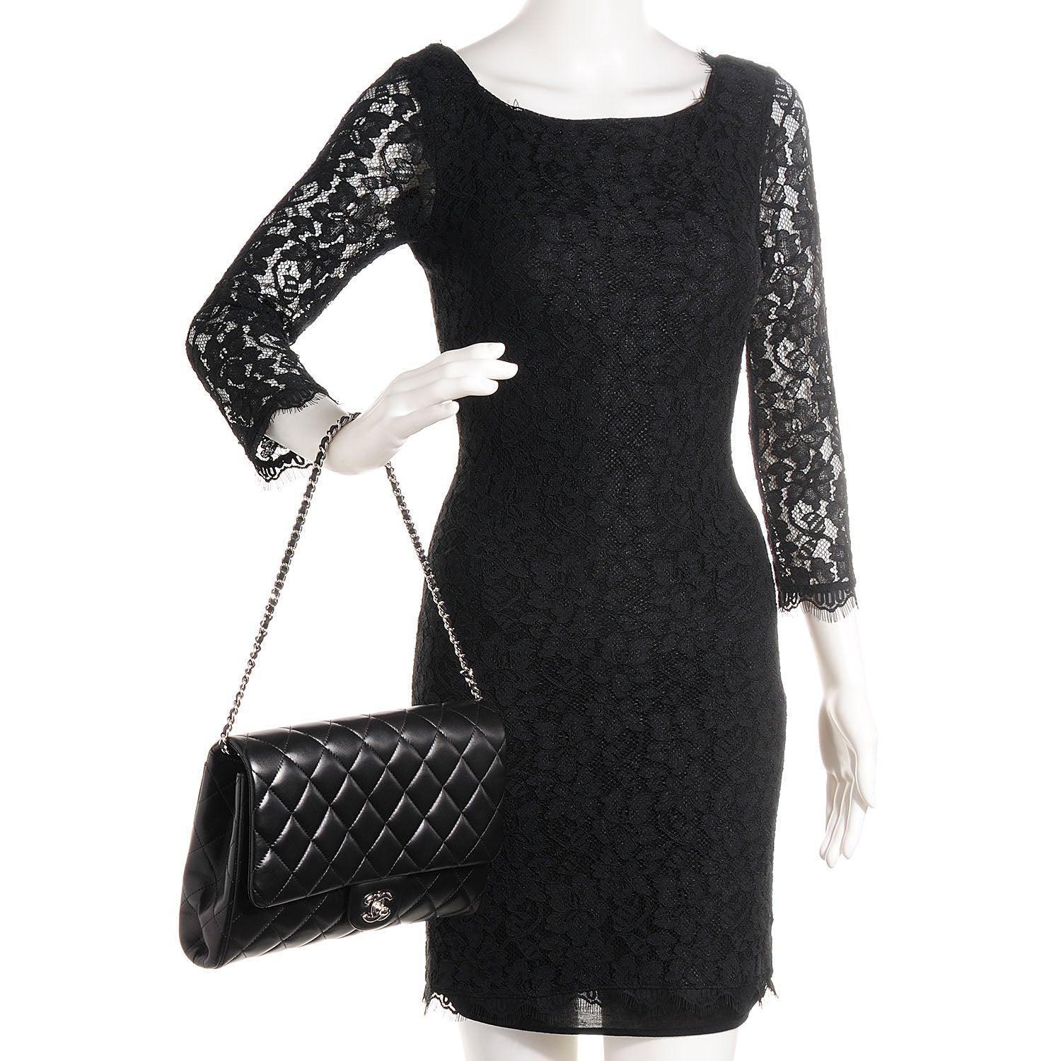 Chanel Lambskin Quilted Clutch With Chain Flap Black 2 of 9