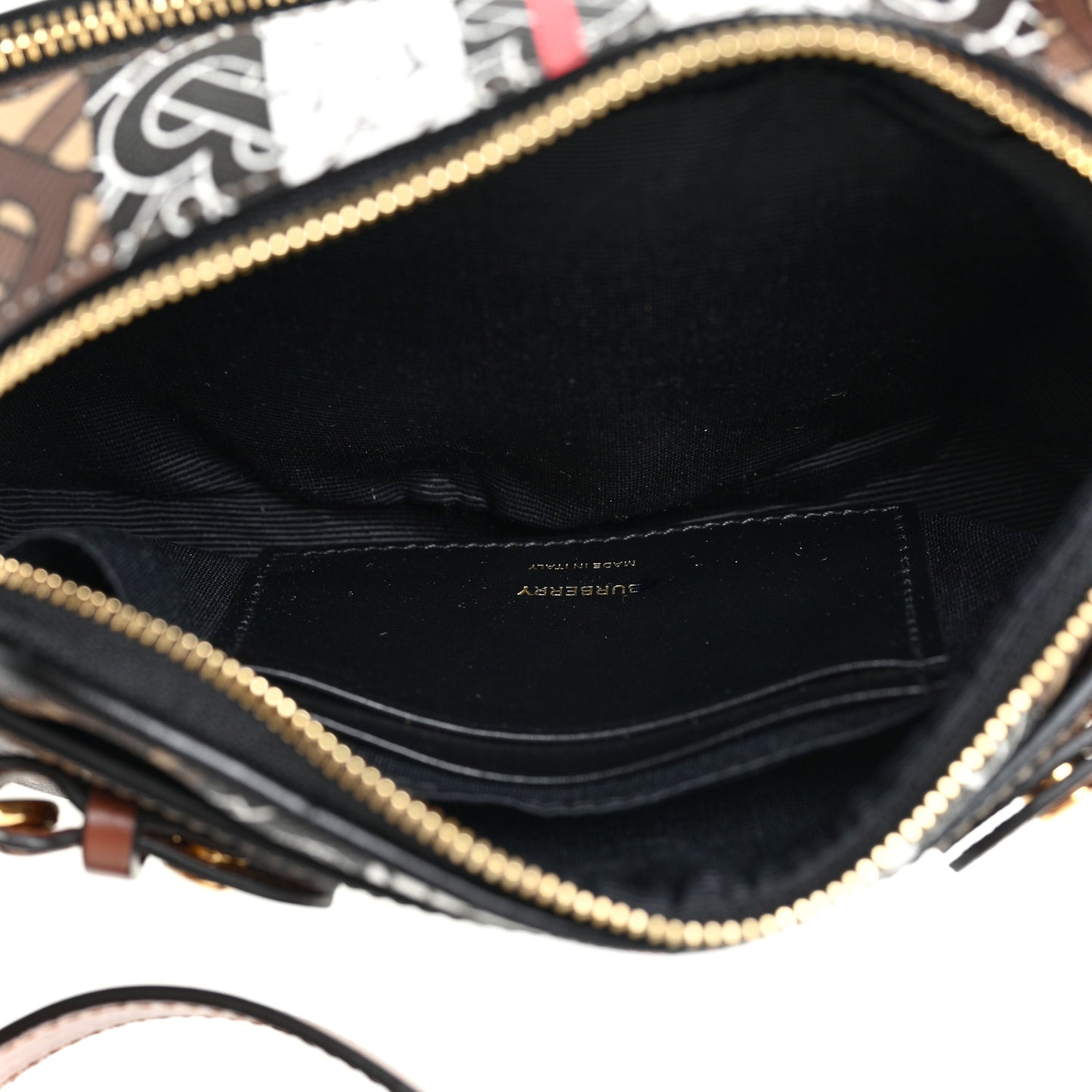 E-Canvas Monogram Stripe Micro Camera Bag Bridle Brown