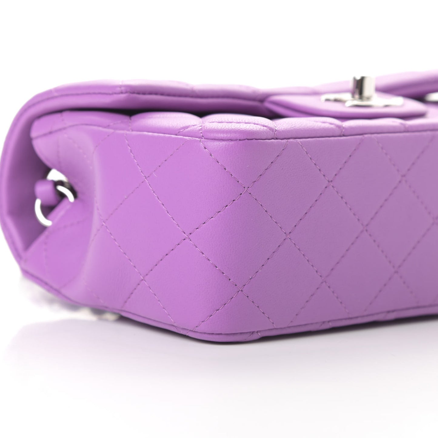 Lambskin Quilted Mini Rectangular Flap Purple