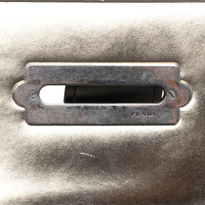 Prada Metallic City Calf Saffiano Cahier Bag Pirite Black 10 of 13