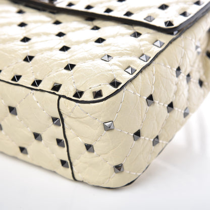 Valentino Garavani Craquele Nappa Medium Rockstud Spike Shoulder Bag Light Ivory 8 of 11