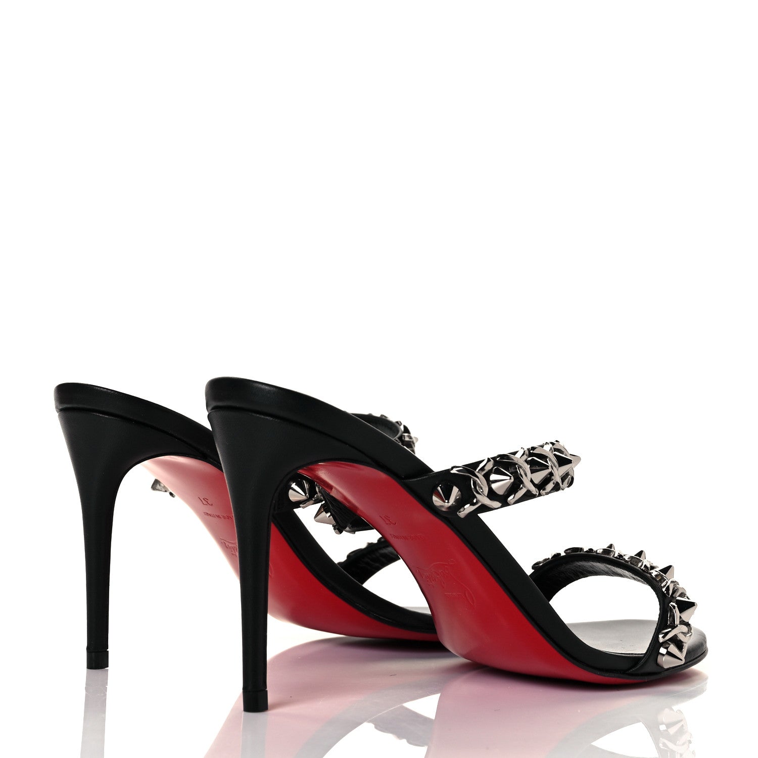 Christian Louboutin Kid Just Chain Stiletto Slide Sandals 37 Black 4 of 9