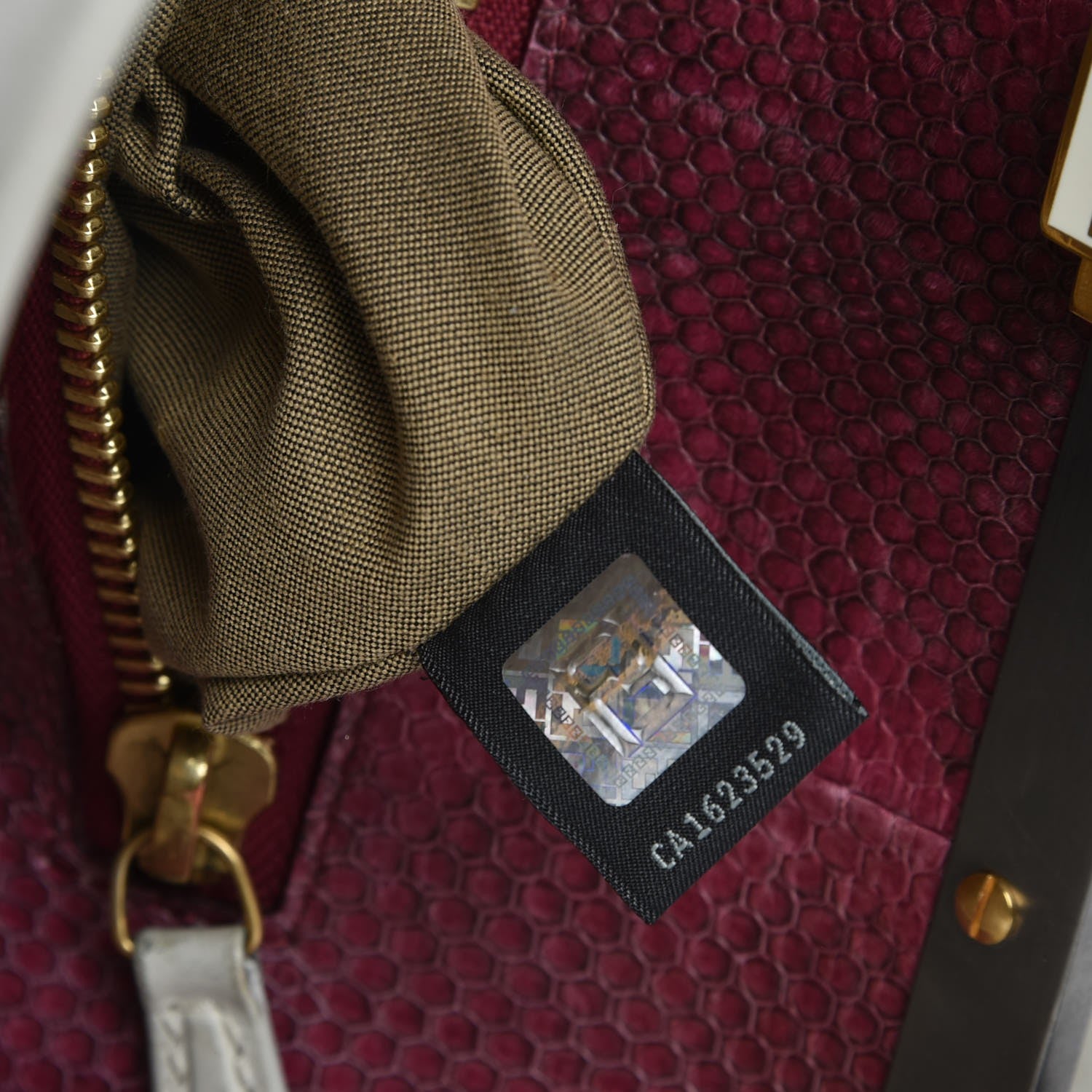 Fendi Goatskin Watersnake Large Peekaboo Iconic Satchel White 9 of 15