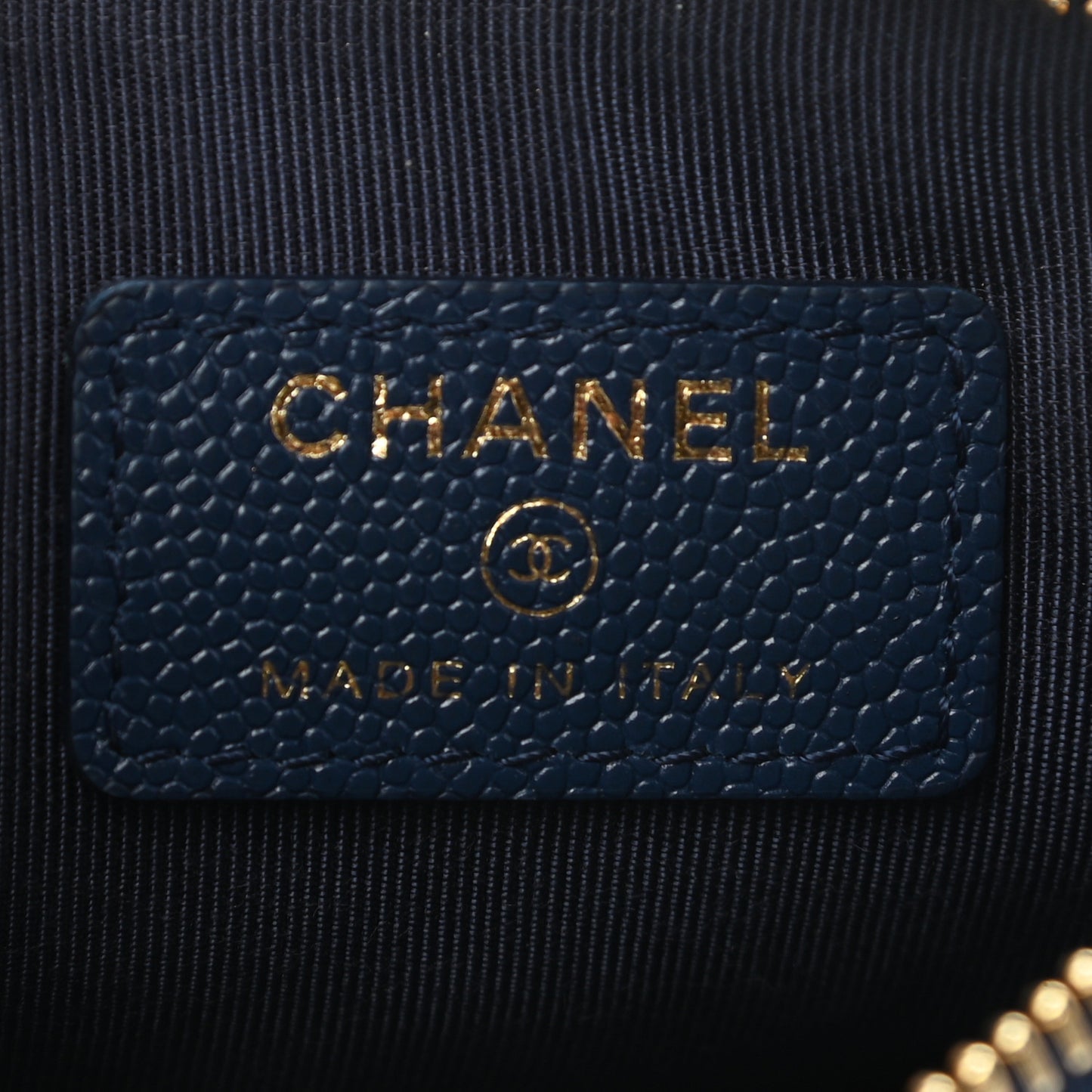 Caviar Quilted Small Cosmetic Case Navy Blue