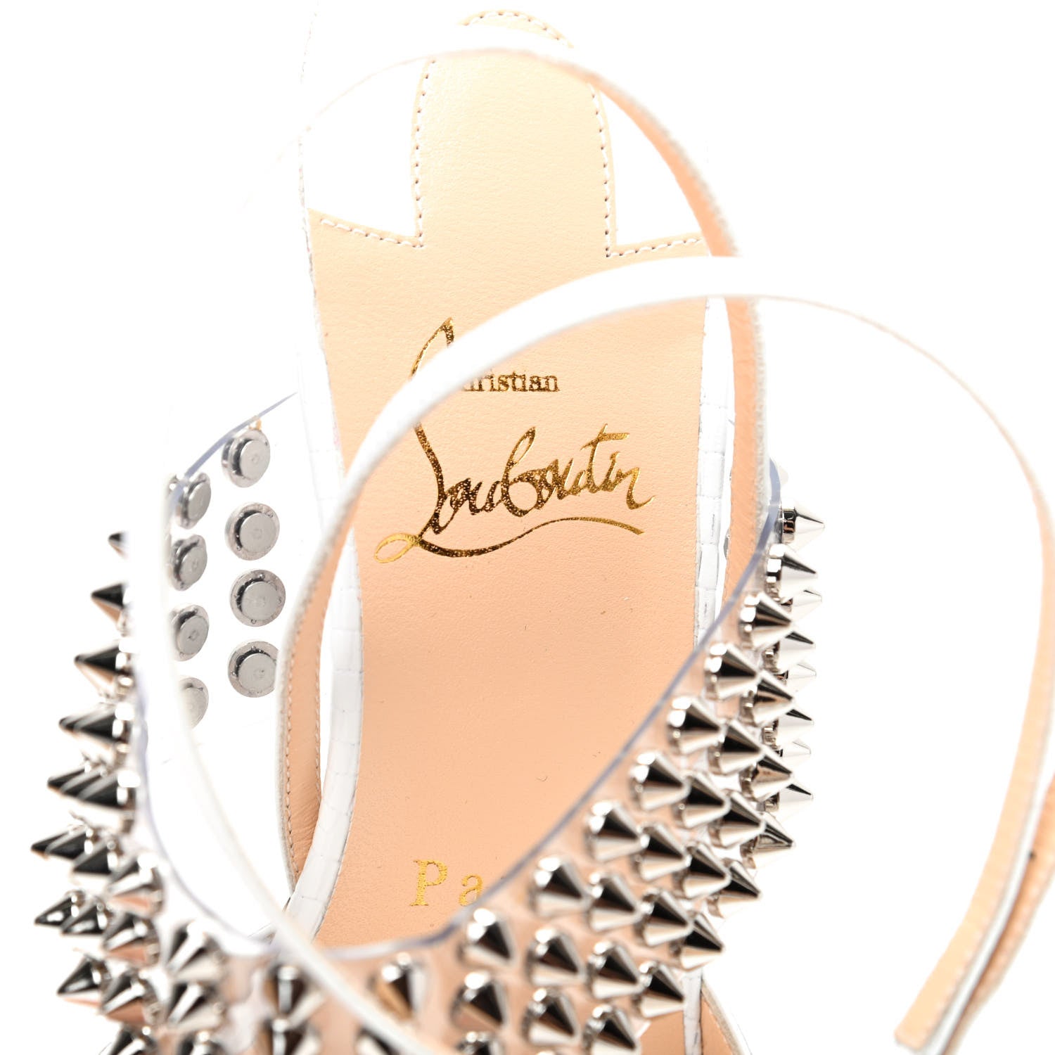 Christian Louboutin Kid PVC Zarli Levita 55 Pumps 37 White 7 of 9